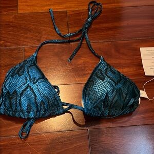 Blue Snake Print Bikini Top Large NWT